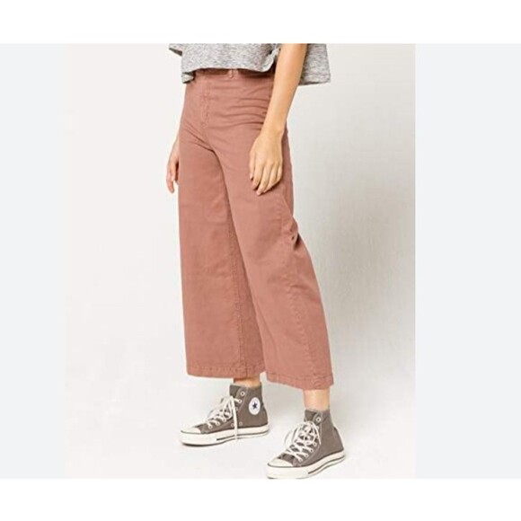 RVCA Women’s Niku High Rise Wide Leg Trouser Pants Size 31 Casual Mauve Pink - Picture 1 of 10